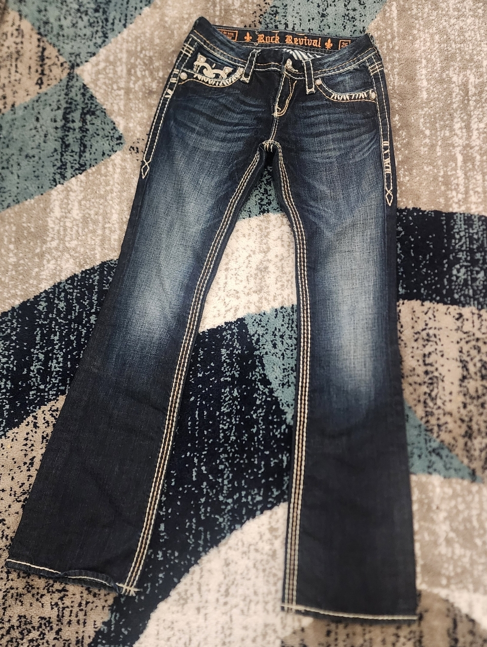 Rock Reival Jeans Size 26 Jenna Boot Cut Embelished Embroidered Women's